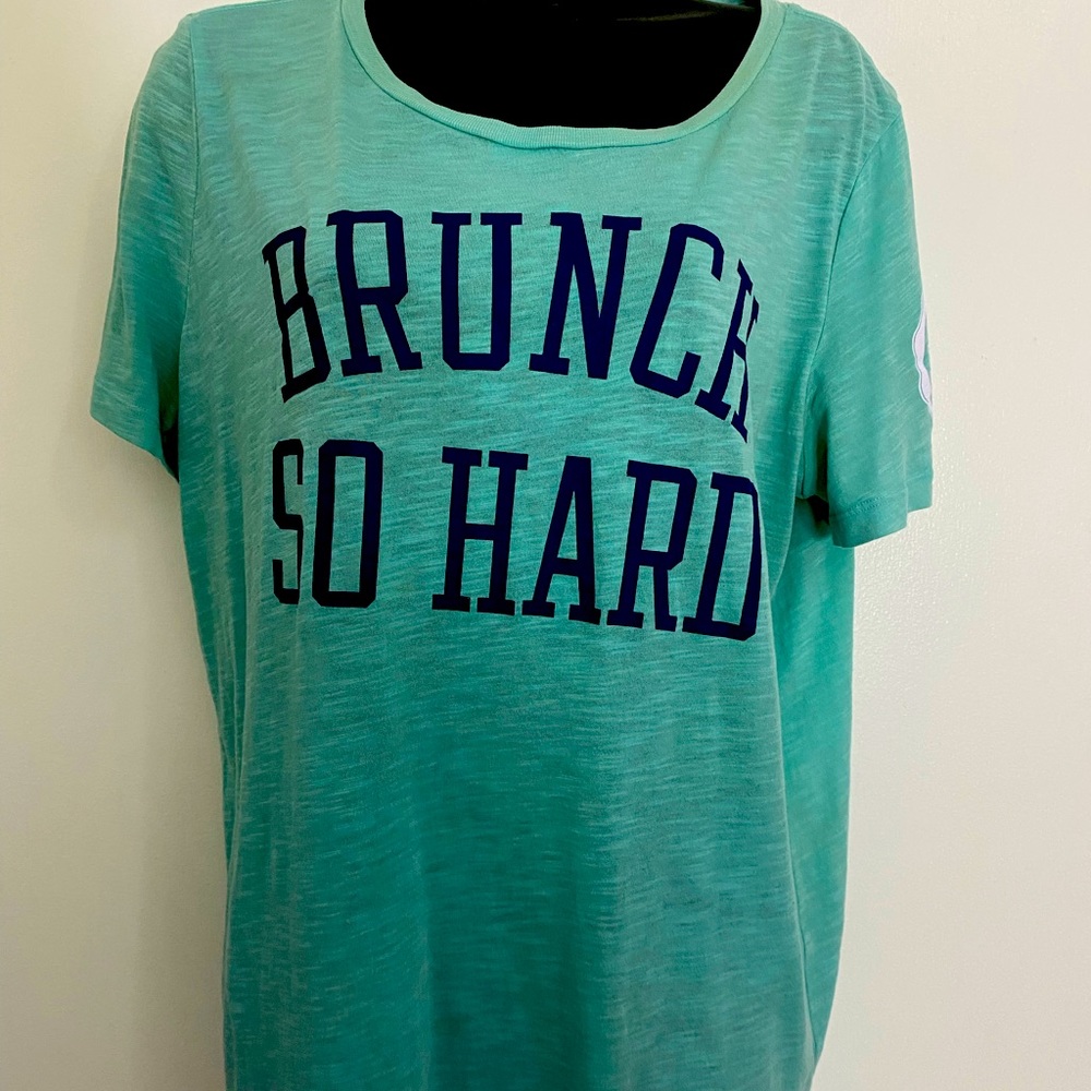 VS PINK Brunch So Hard Turquoise Tee